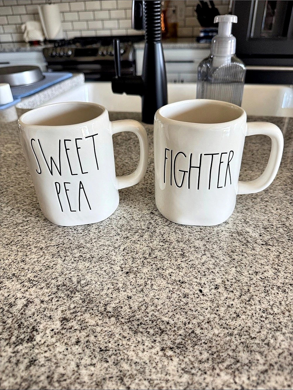 Rae Dunn Sweet Pea and Fighter Mugs & Fighter Mug Set White